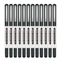 得力直液式走珠笔 S656 12支/盒 0.5mm 子弹头 插盖式 黑色